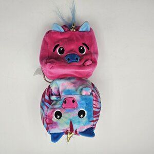 Moosh Moosh Flip-Ems Squared 2 Aurora Plush Reversible Toy Buddies Pink 5 in